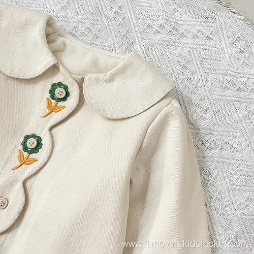Baby Winter Clothing Embroidered Doll Collar Cardigan